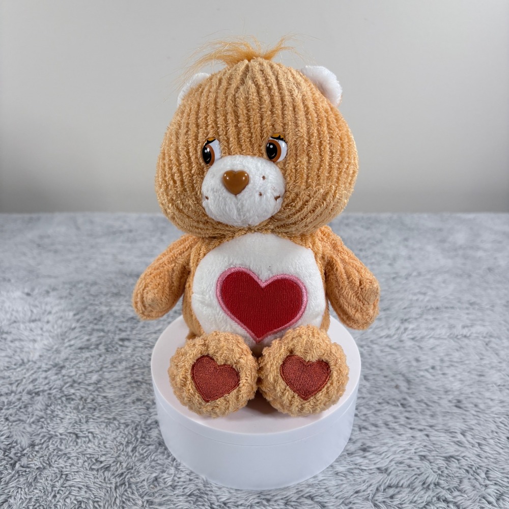 Care Bears Tenderheart Bear Plush Ribbed Corduroy Texture Vintage‎ 2003 Tan 7"